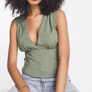 ASOS Design Pleated Green Blouse